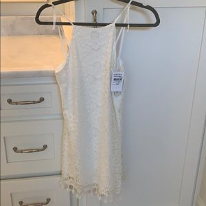 White lace halter dress